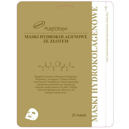 PUREDERM Maska hydrokolagenowa ze złotem multipak 25 szt.