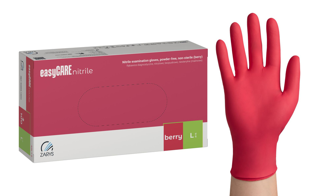 Zarys Easy Care Rękawice Malinowe Nitrylowe L 100 szt.