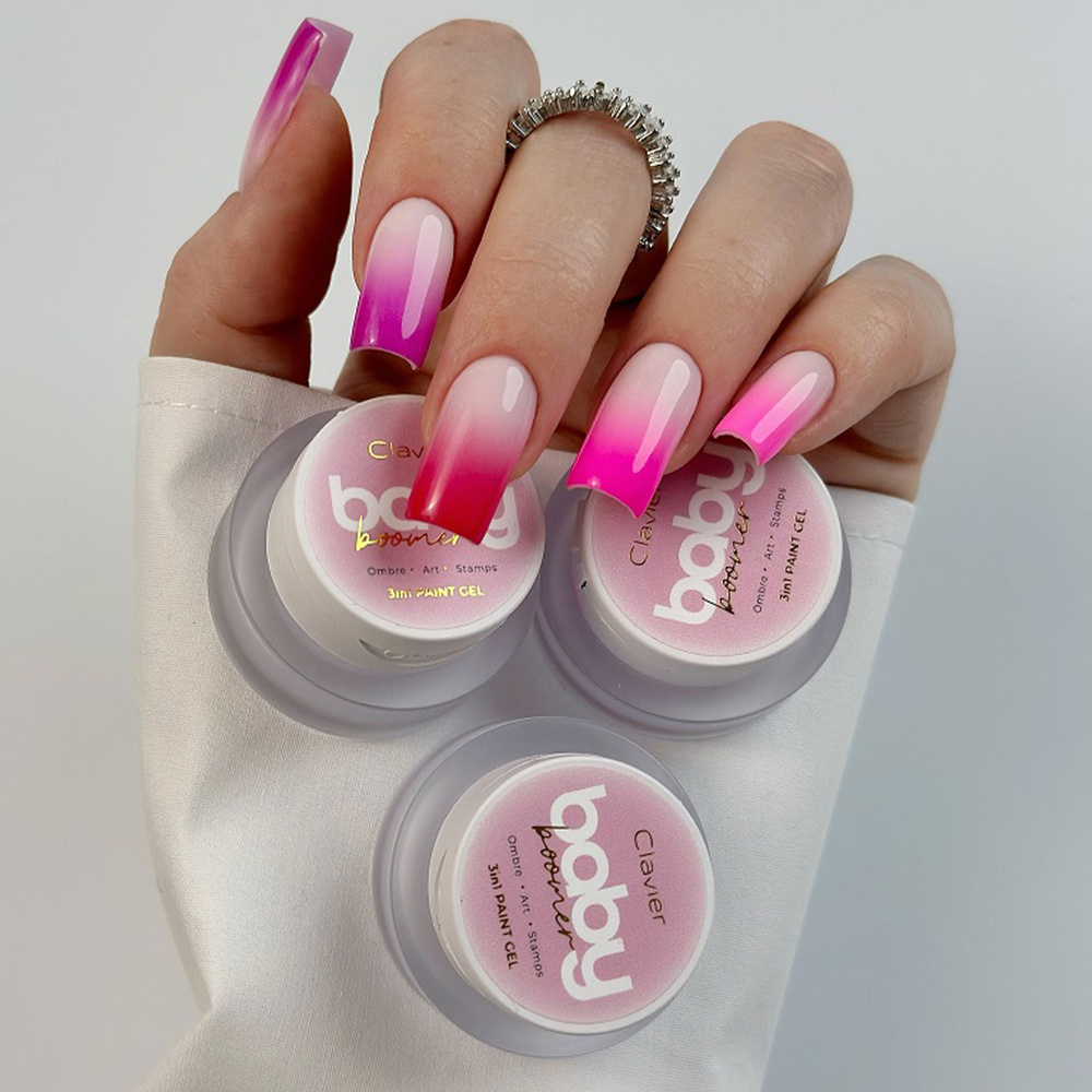 Clavier Baby Boomer Paint Gel 3w1 Ombre Art Stamps R02 Strawberry 3g