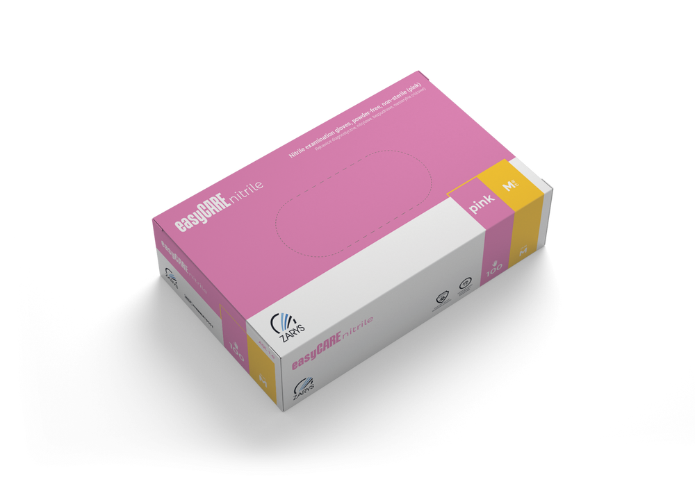 Zarys Easy Care Rękawice Różowe Nitrylowe M 100 szt.