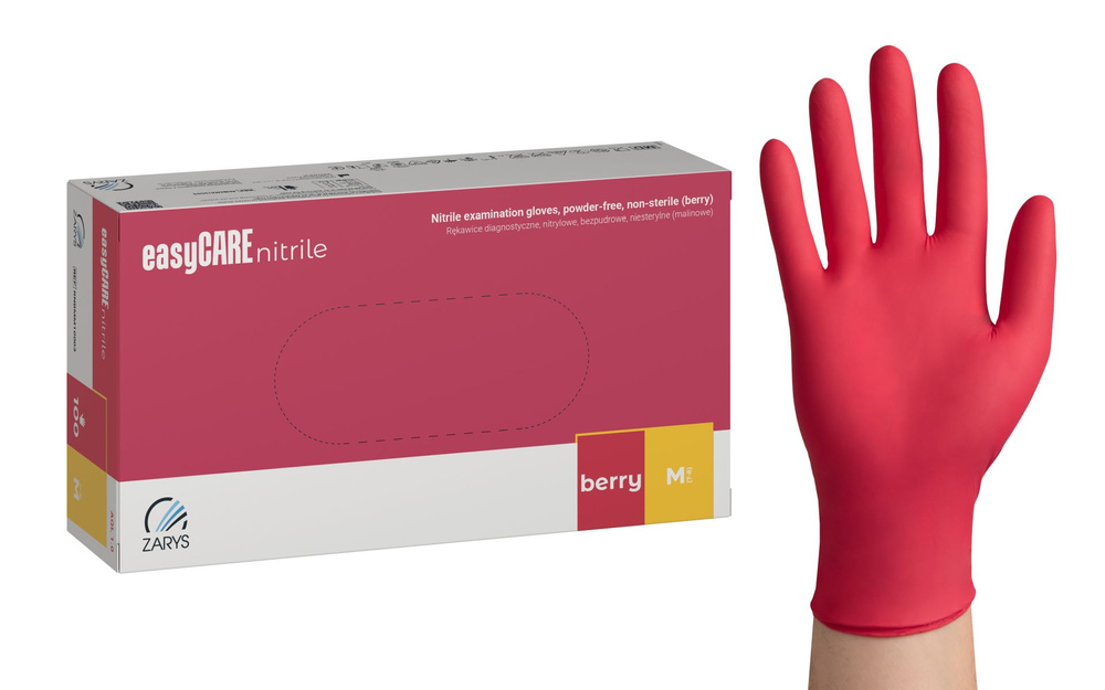Zarys Easy Care Rękawice Malinowe Nitrylowe M 100 szt.