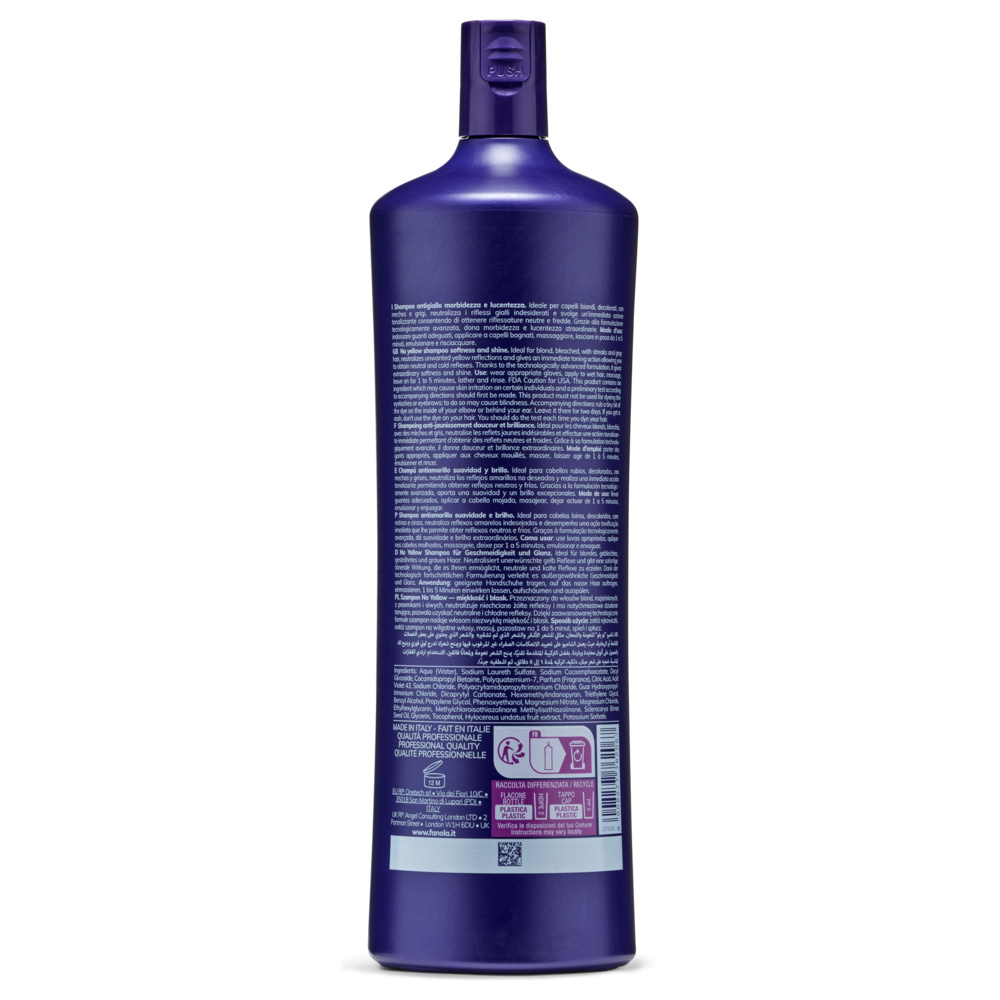 Fanola Wonder No Yellow Szampon Neutralizujący do Włosów Blond Rozjaśnianych i Siwych 1000 ml