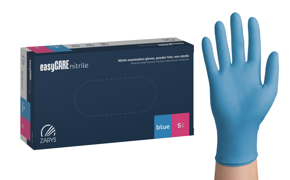 Zarys Easy Care Rękawice Niebieskie Nitrylowe S 100 szt.
