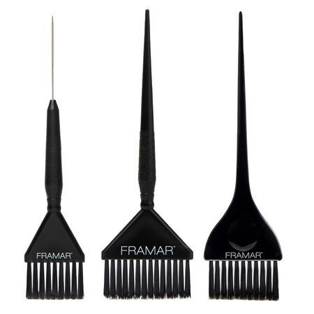 Framar Zestaw Czarnych Pędzli Do Koloryzacji 3 szt.